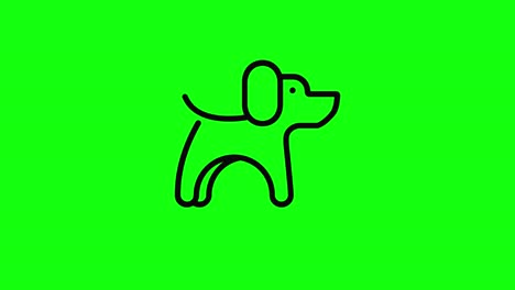Schwarzer-Hund,-Welpe,-Symbol,-Grüner-Bildschirm